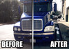 Freightliner Century Headlights Close Up On Truck - Before and After