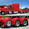Semi Truck Fiberglass Single Axle Fender Set Painted Red