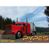 Pypes Peterbilt 359 379 6.5” Stainless Steel Straight Exhaust Kit On Red Truck