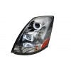 Lit Volvo VNL Chrome Projection Headlights With LED Position Bar 2004 & Newer Driver Side Angle