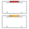 Lit Chrome Deluxe LED License Plate Frame Red And Amber Light And Lens