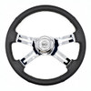 18" Black Classic Leather 4 Chrome Spoke Steering Wheel