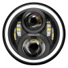 7" Round Projection LED Color Shift Angel EyeHeadlights White Rim