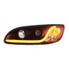 Peterbilt 386/387 Blackout Projector Headlight With LED Dual Function Light Bar - Driver Angled View