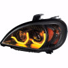 Freightliner Columbia Blackout Projection Headlight w/ Dual Function LED Bar - Driver Side Angled View