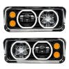 Freightliner Classic LED Projector Headlight Assembly With Black Finish Turn Signal On