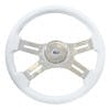 16" Classic White Wood 4 Chrome Spoke Steering Wheel