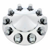 Chrome Front Axle Wheel Cover With Removable Pointed Hubcap & Lug Nut Covers Top View