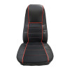 Sport Faux Leather Seat Cover With Front And Back Pockets Red Trim