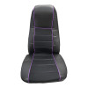 Sport Faux Leather Seat Cover With Front And Back Pockets Purple Trim