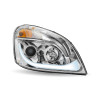 Chrome Projector Headlight With LED Dual Function Turn Signal Left White