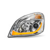 Chrome Projector Headlight With LED Dual Function Turn Signal Right Amber
