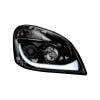 Freightliner Cascadia Headlights (Blackout Housing with Dual-Function LED Turn Signals) (Left View, White)