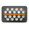 6"x 4" Rectangular Black Ops LED Headlight Front Orange Strip