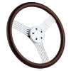 Highway Wheels 18" Steering Wheel With Chrome Moonshine Spokes With Dark Wood Finish - 5 Hole Horn Button