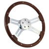 Highway Wheels 18" Steering Wheel With Chrome Dual Classic Spokes And Dark Wood Finish - 5 Hole Horn Button