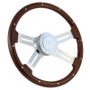 Highway Wheels 18" Steering Wheel With Chrome Dual Classic Spokes And Dark Wood Finish - Smooth Horn Button
