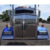 Kenworth W900L Replacement Grill Vertical Bars Extended Hood Front View