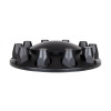 Satin Black Front Axle Cover With Removable Hubcap & 33mm Thread-On Lug Nut Covers Side Vie
