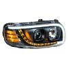 Peterbilt 388 389 Aftermarket Blackout Projection Headlight with LED Bar Angled On