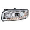 Peterbilt 388 389 Aftermarket Chrome Projection Headlight with LED Bar Front On Driver