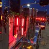 Peterbilt Donaldson Rear Backlit Air Cleaner Bars Angled On Truck - Night Time