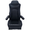 Economy High Back Diamond Pattern Leather Truck Seat With Lumbar Support - Black Fabric
