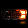 Freightliner Classic Chrome Projector Headlights With LED Amber Turn Signal & White Daylight Running Light- Turn Signal