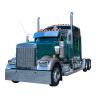Kenworth W900 T800 T600 Chrome Projector Headlights With LED Amber Turn Signal & White Daytime Running Light - On Truck