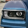Kenworth T600 T800 W900 Blackout Projector Headlights With LED Amber Turn Signal & White Daylight Running Light (Installed)