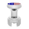 Chrome 1/2"-13 Thread-On Flag Gearshift Knob With Adapter - 13/15/18 US Side