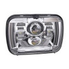 5" x 7" Rectangular Chrome Projector Headlight With DRL & Turn Light Top View