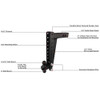 2.5" Heavy Duty Adjustable 16" Drop Hitch By BulletProof Hitches - Diagram
