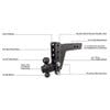 2.5" Extreme Duty Adjustable 6" Drop Hitch By BulletProof Hitches - Diagram