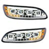 Peterbilt 382 384 386 387 Chrome Competition Series Quad-LED Headlight - Both sides LED on