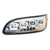 Peterbilt 382 384 386 387 Chrome Competition Series Quad-LED Headlight - Front view LED on
