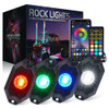 RGBW Multi-Color LED Rock Light Kit With Remote - 4 pack