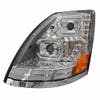 Volvo VNL VT 2004-2018 Full LED Chrome Projection Headlight With Halo Ring And Sequential Turn Signal Driver Side