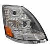 Volvo VNL VT 2004-2018 Full LED Chrome Projection Headlight With Halo Ring And Sequential Turn Signal Passenger Side