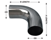12" Universal Chrome Elbow L590-1212C - Dimensions