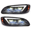 Peterbilt 386 387 Blackout Full LED Projector Headlight With White DRL - DRL and Low Beam