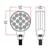 3" Mini Round Double Facing Single Post LED Marker & Turn Signal Light Dimensions