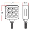 3" Mini Square Dual Revolution Single Post LED Marker & Turn Signal Reflector Light Dimensions