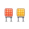 3" Mini Square Double Facing Double Post LED Marker & Turn Signal Reflector Light clear lens