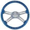 18" Skulls Pattern Steering Wheel - Blue