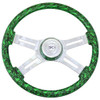 18" Skulls Pattern Steering Wheel - Green