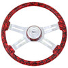 18" Skulls Pattern Steering Wheel - Red