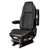 Black Leather & Stitching Highback Semi Truck Seat With Heating And Venting default