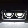 Peterbilt 357 365 378 379 Half Moon Rectangular Blackout Headlight Assembly - All LEDs On