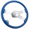 Classic Blue 18" Steering Wheel Chrome Bezel
